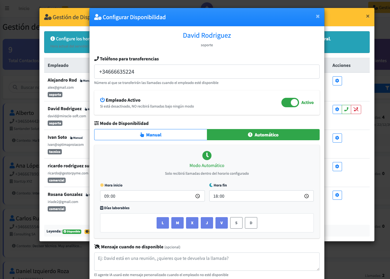 Voice agent para llamadas entrantes - Agente de voz IA recepción de llamadas